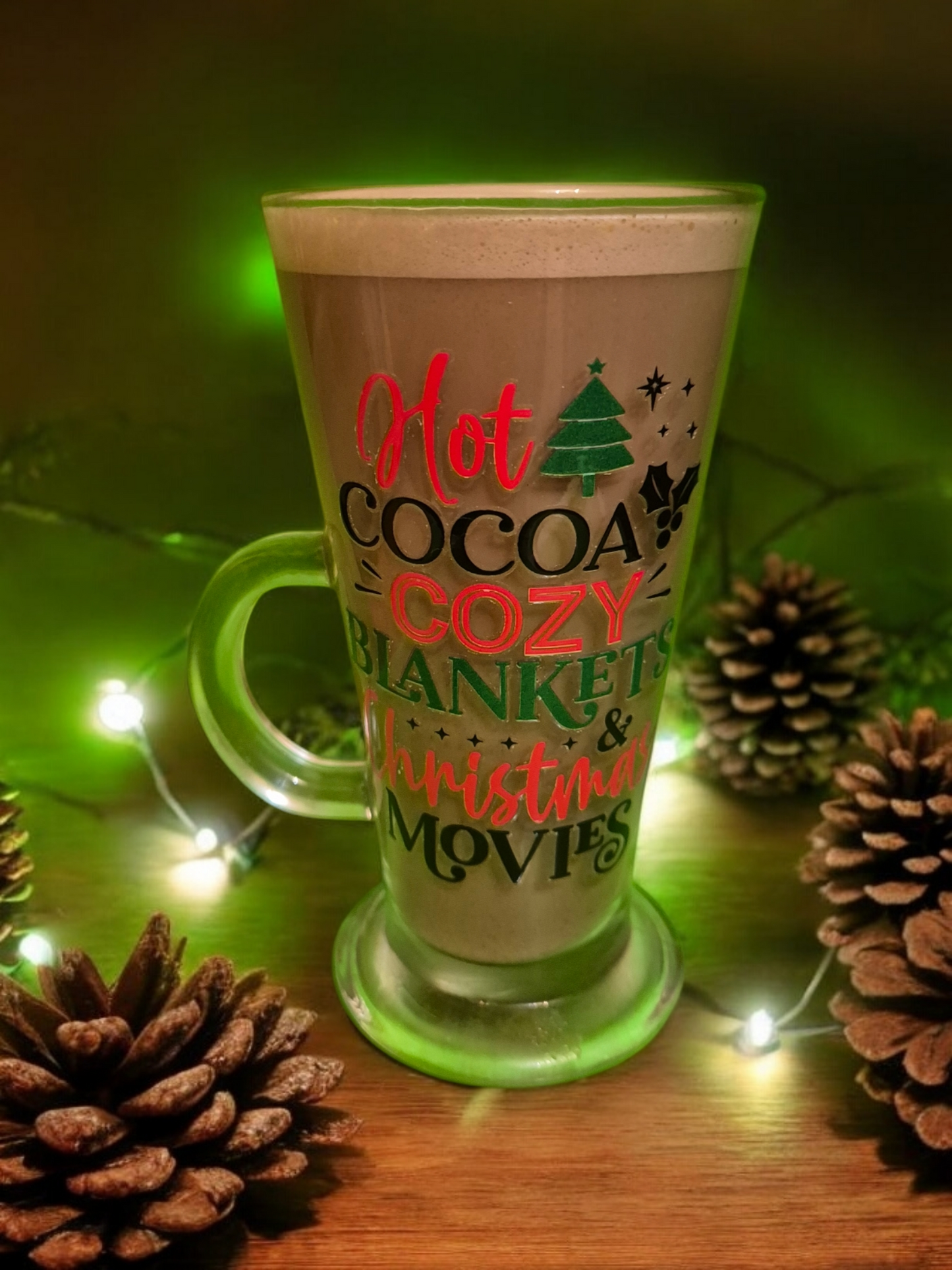 Hot Cocoa, Cozy Blankets & Christmas Movies Glass Mug