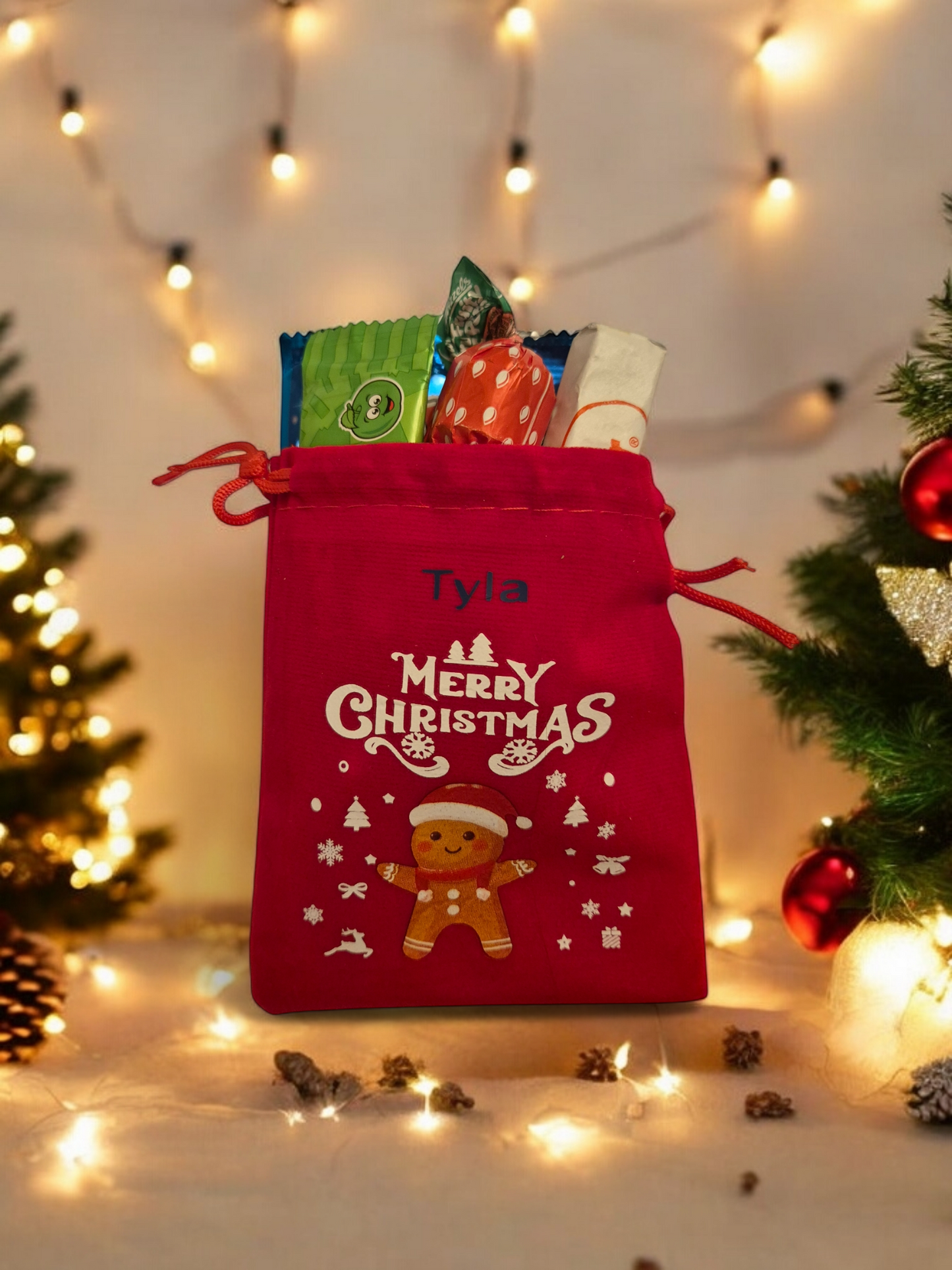 Personalised Christmas Sweet Bags - Personalised With Any Name - Can Be Filled With Sweets For An Extra £1.00